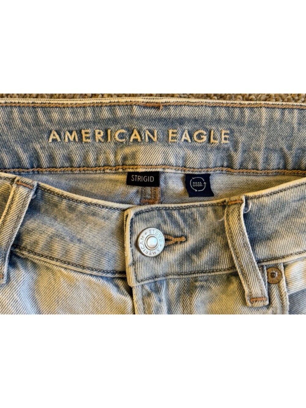 American Eagle AE High-Rise Baggy Wide Leg Ankle Rips Holes Strigid Jeans Size 6 - Picture 6 of 10